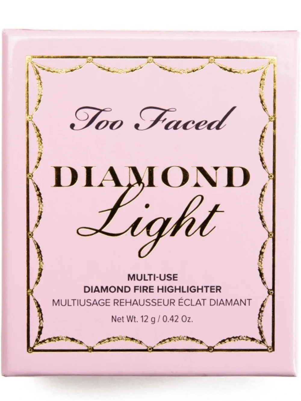Too Faced Pink & Gold Diamond Light Highlighter Packaging
